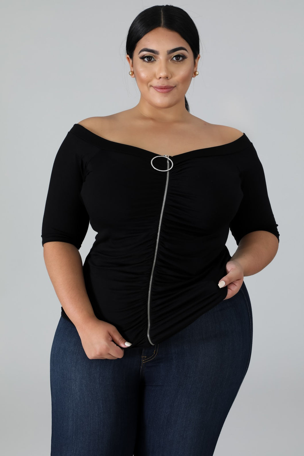 Black Ruched Top