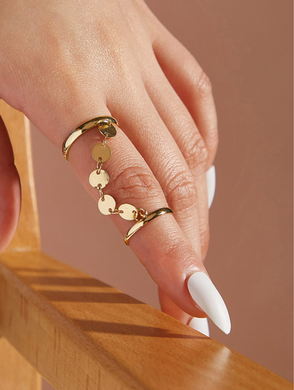 Gold Finger Chain Ring