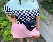 Load image into Gallery viewer, Checkered Colorblock Tee Dress