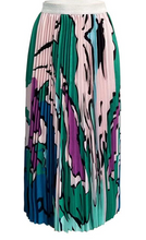 Load image into Gallery viewer, Green and Purple Pleated Skirt