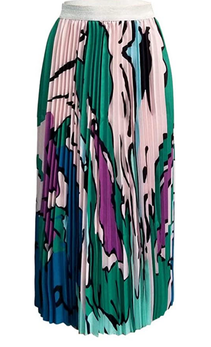 Green and Purple Pleated Skirt – One of a Kind Curves