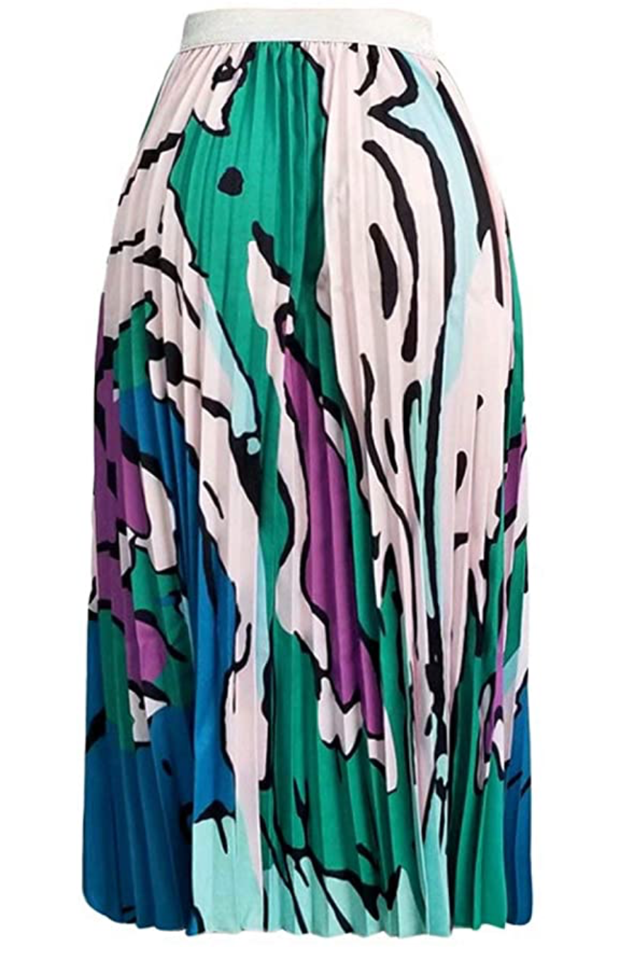 Green and Purple Pleated Skirt – One of a Kind Curves