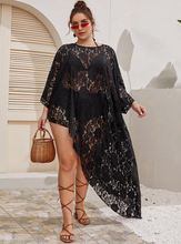 Load image into Gallery viewer, Floral Lace Asymmetrical Cover Up