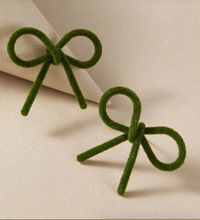 Load image into Gallery viewer, Green Bow Knot Earrings