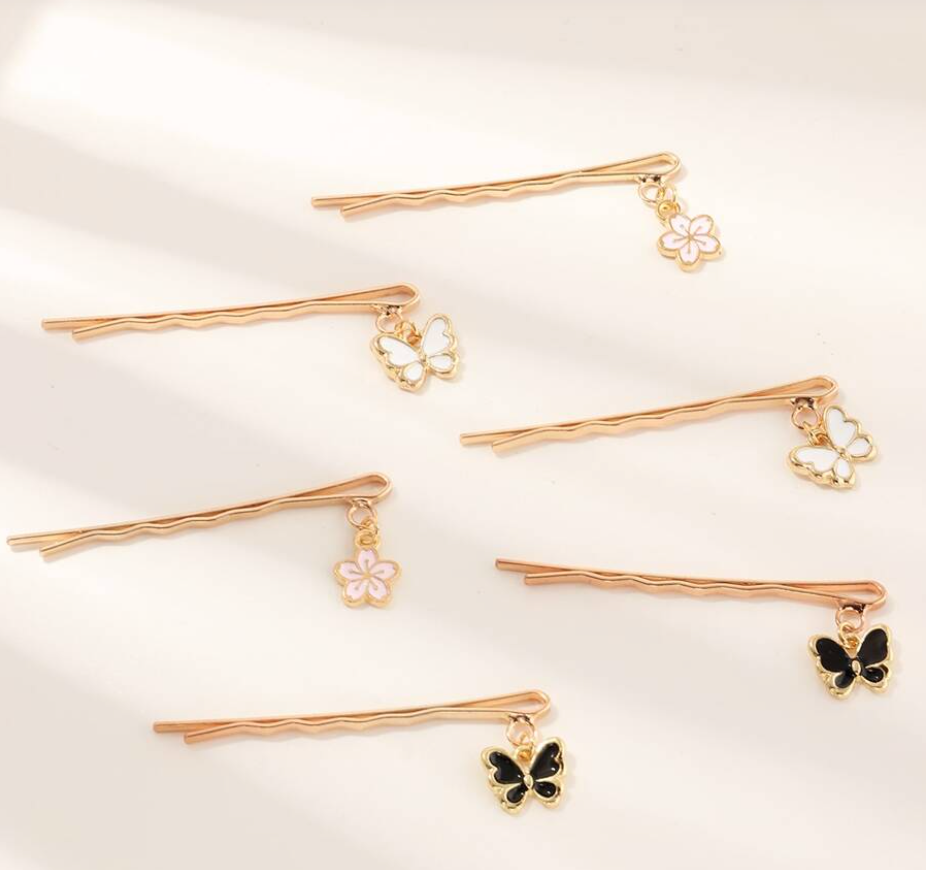 6 pc Butterfly Bobby Pins