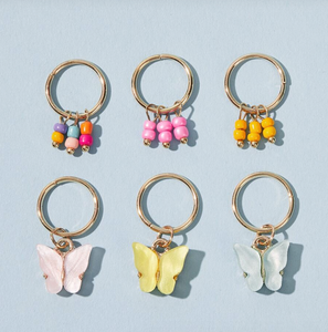 6 PC Butterfly & Bead Hair Charms