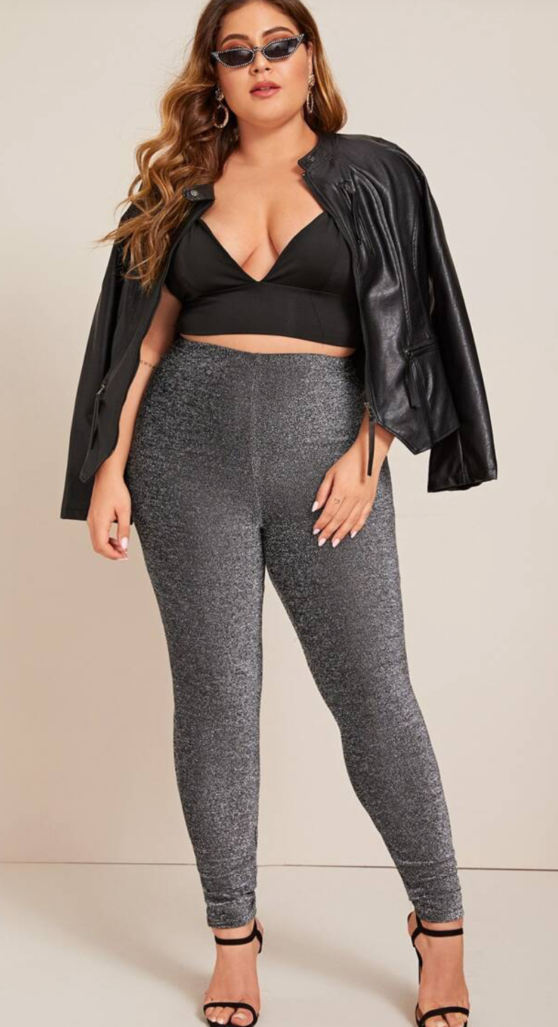 Buttery Smooth Glitter Star Extra Plus Size Leggings - 3X-5X